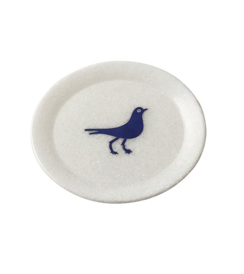 Bird Inlay Marble Plate