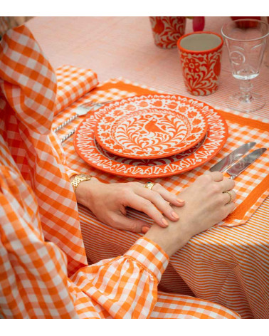 Assiette à diner oiseaux orange